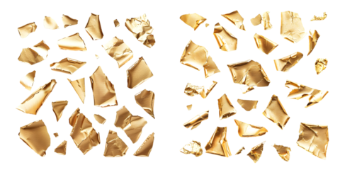 pieces : flakes of gold foil. Generative AI.