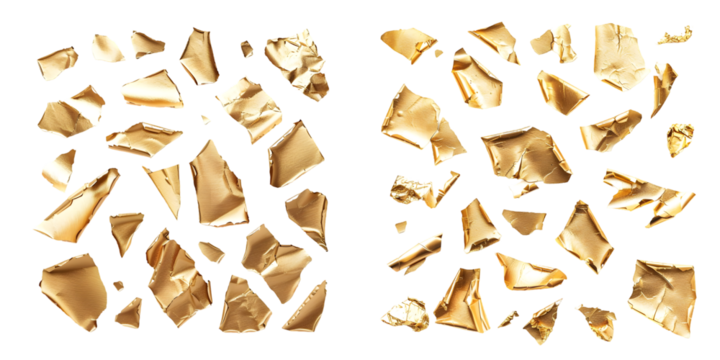 pieces : flakes of gold foil. Generative AI.