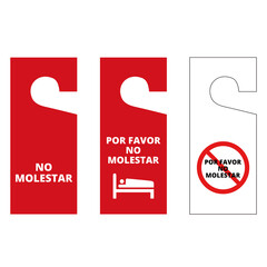 Red and white no molestar door hanger tags on a white background (trad. do not disturb)