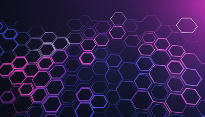 Fototapeta premium Abstract Digital Background: Geometric Hexagon Design with Gradient Colors and Futuristic Connectivity