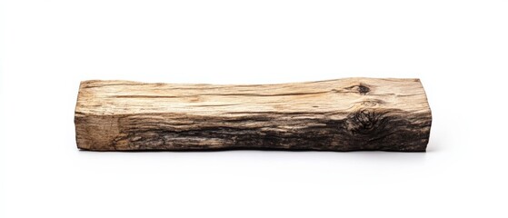 a weathered wooden log against a white background