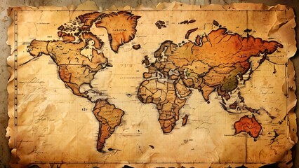 Naklejka premium Old Map Paper in Vintage Style: Aged and Textured Background for Historical and Adventure Themes