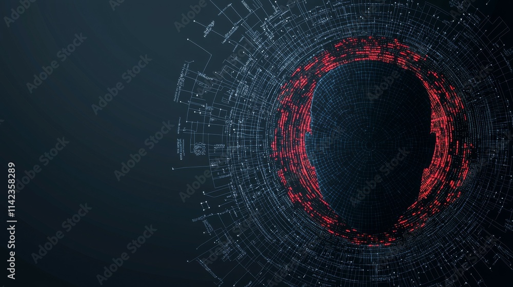 Poster a digital representation of a human head surrounded by data patterns and connections.
