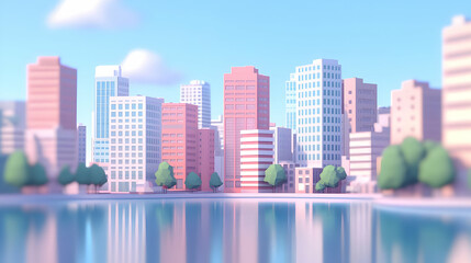 Obraz premium Pastel Cityscape 3D Illustration