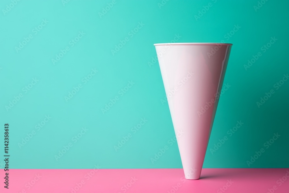 Poster a minimalist depiction of a clean white funnel on a soft pastel background, with smooth and simple c