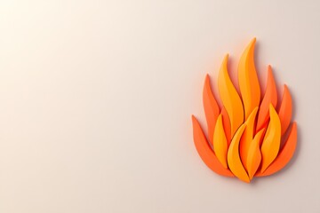 A minimalist depiction of flames, with clean orange and red curves forming a stylized fire icon