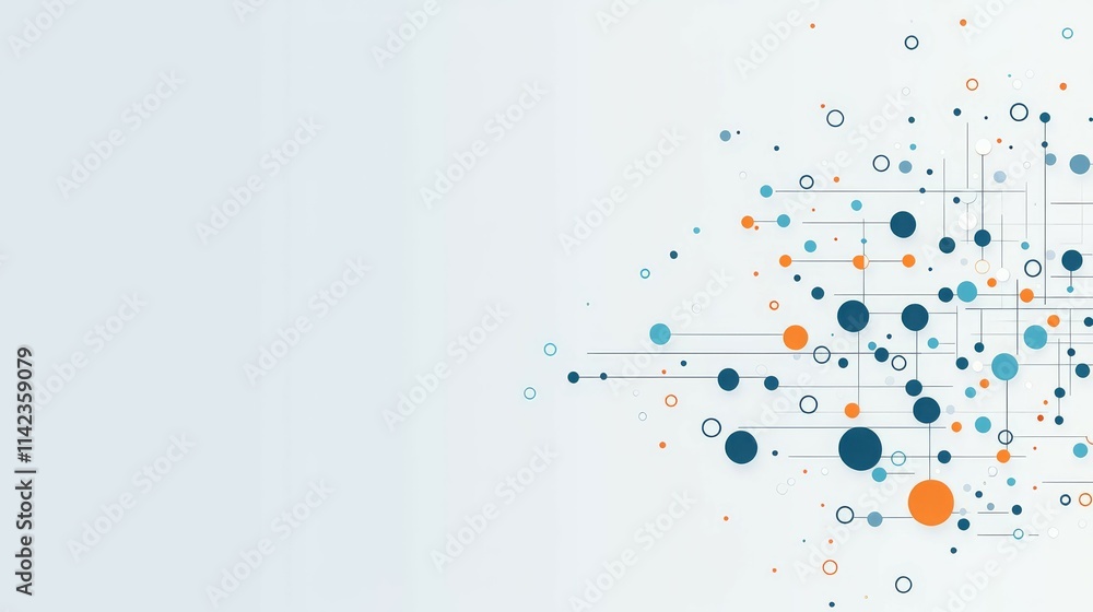 Aufkleber abstract graphic with colorful circles and lines, representing data and connectivity.