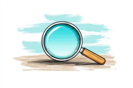 A minimalist illustration of a single magnifying glass focusing on a specific point, drawn in clean lines and soft monochromatic tones