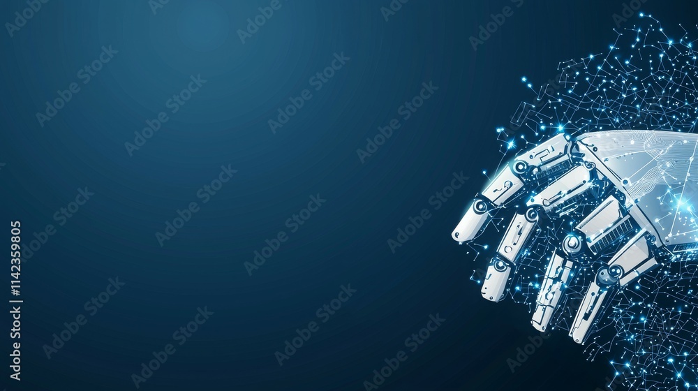 Aufkleber a robotic hand emerging from a digital background, symbolizing technology and innovation.