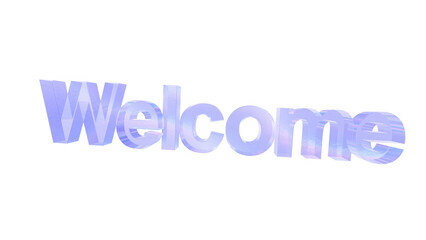 3d Welcome text with aberration effect isolated on a transparent background. Blue tone. 3d transparent elements for graphic design.