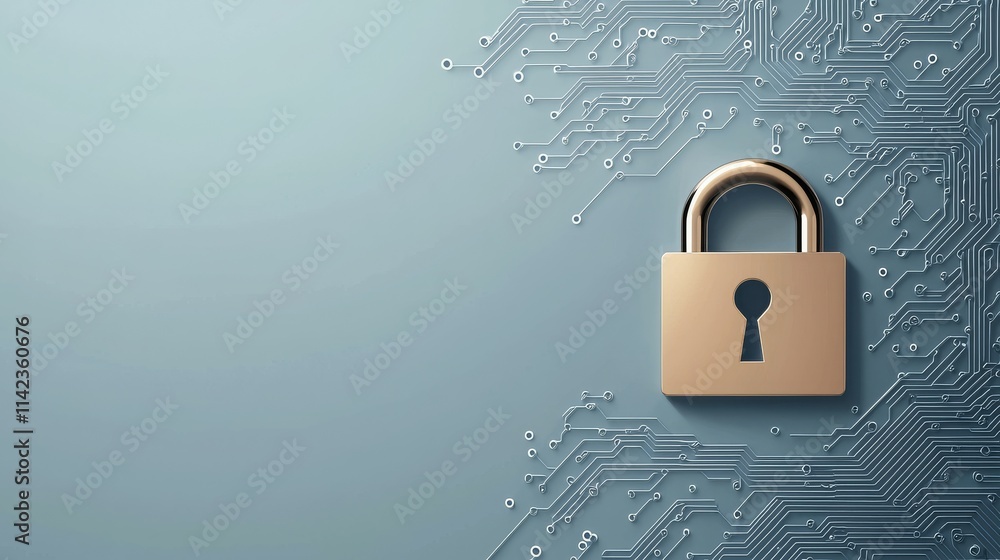 Aufkleber a digital padlock on a circuit board background symbolizes cybersecurity and data protection.