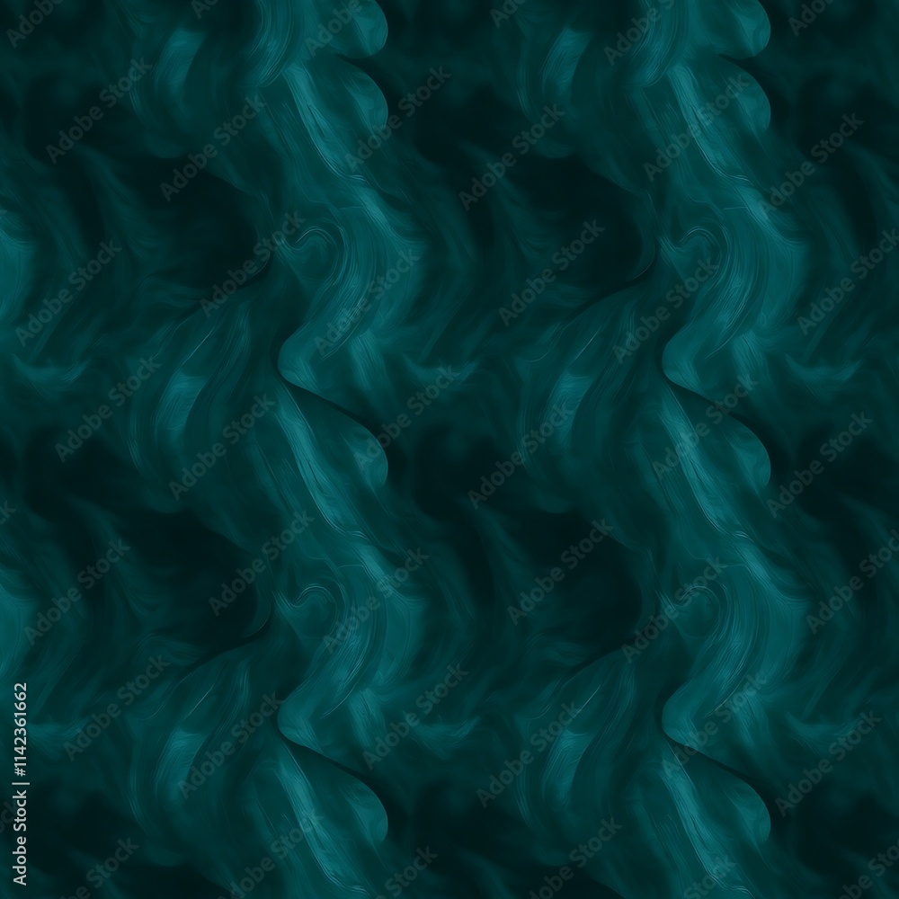 Poster teal abstract swirls: a seamless pattern of deep teal liquid swirls, creating a mesmerizing and dyna