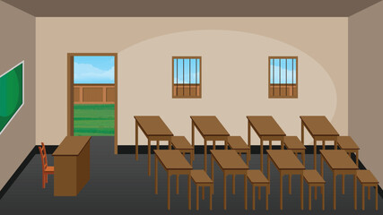 Cartoon class room background vector illustrator