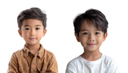 Portrait of children on white background	
