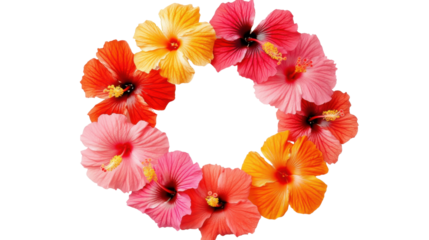 Round flower wreath, transparent background