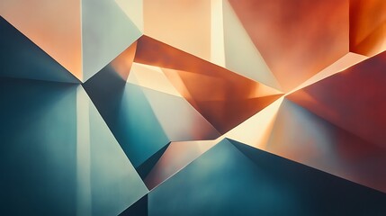 Abstract geometric shapes with warm and cool tones.