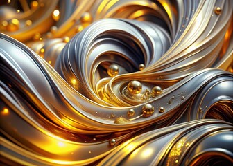 Abstract Luxury Motion Background, Panoramic Video, Dynamic Design, 4K Ultra HD, Premium, Elegant, Swirling, Shimmering, Glittering, Gold, Silver, Motion Graphics
