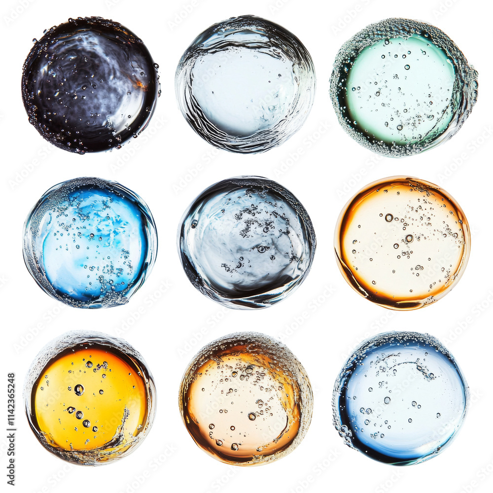 Poster set of bubbles isolated transparent background