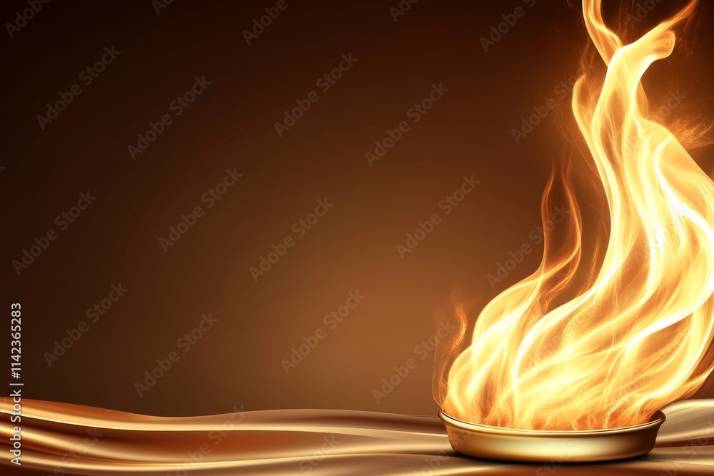 Poster A simple 2D depiction of flames forming abstract patterns, outlined in soft gradients for a clean look