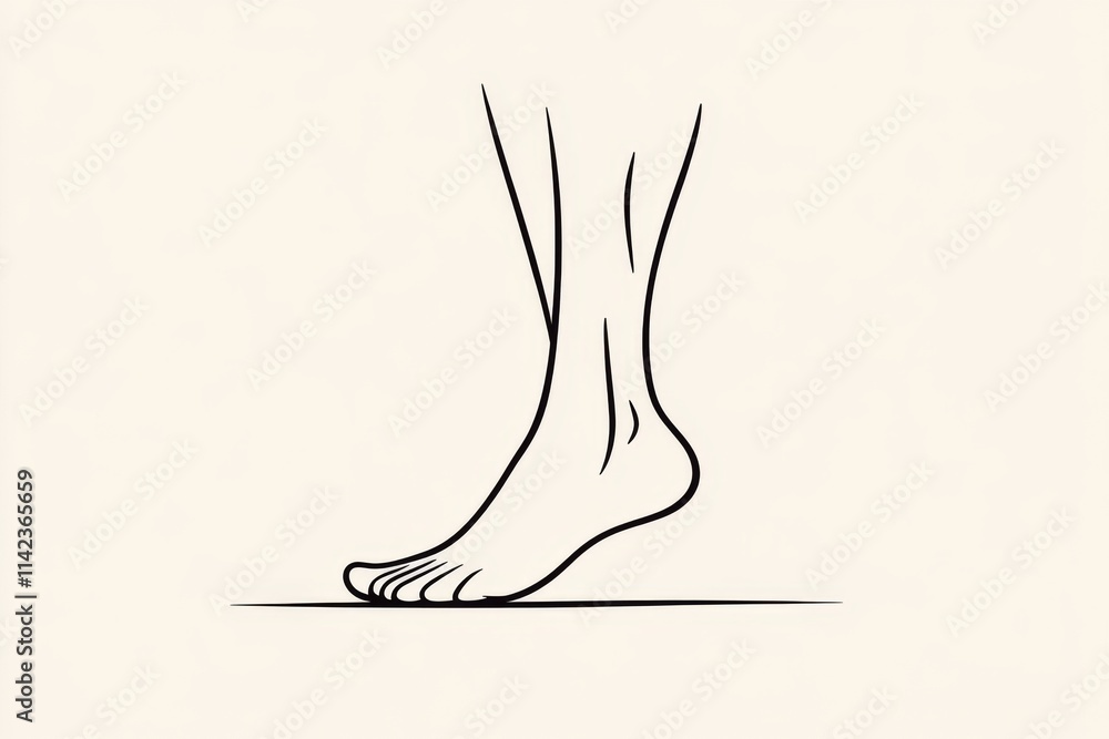 Poster a simple line art drawing of toes and an arch, representing the human foot in a minimalist style aga