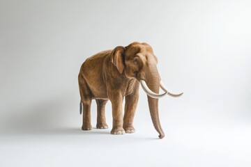a brown elephant standing on a white background