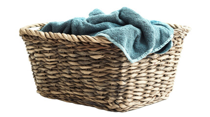 Obraz premium Laundry basket with dirty laundry, isolated on transparent background