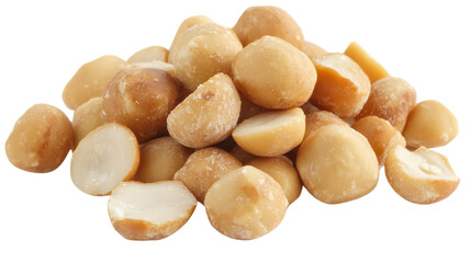 Macadamia nuts, isolated on transparent background