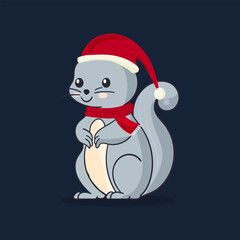 Cute Squirrel wearing Christmas Outfit vector illustration