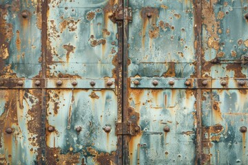 Image of Old metal sheet with seams. Texture for background usage