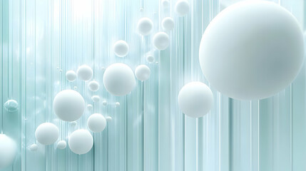 Abstract 3D Background: Floating Spheres in Light Blue