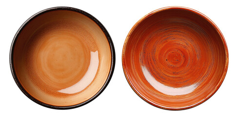 Two rustic bowls with earthy tones captured in artistic symmetry.