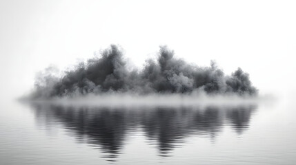Fototapeta premium The Dramatic Expansion of Solitary Black Fog into a White Emptiness Capturing the Essence of Intrigue