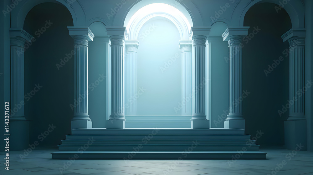 Aufkleber serene 3d render of classical architecture