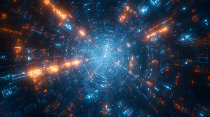 Obraz premium Experiencing a Dynamic Labyrinth of Electronics and Computers with Countless Pathways and Intersections