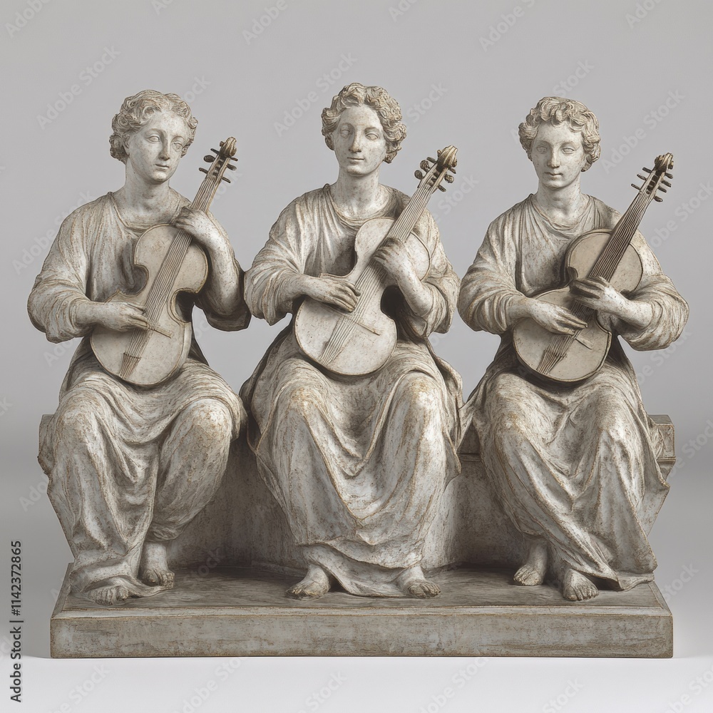 Poster three figures playing string instruments