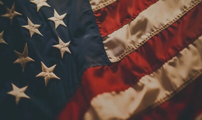 Close up studio shot of United States flag in high definition detail, USA