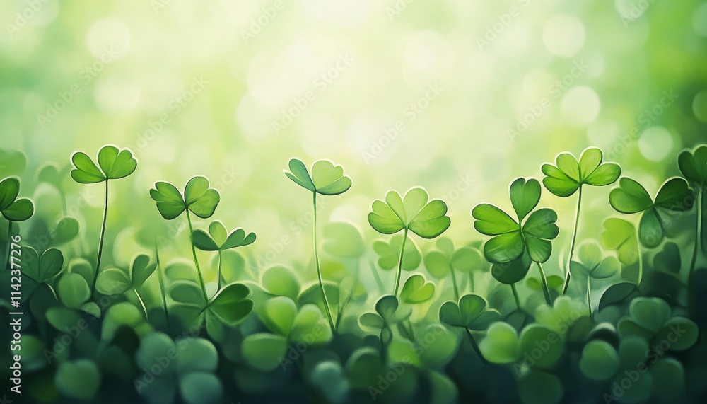 Aufkleber a serene view of lush green clovers capturing the essence of nature with soft bokeh in the backgroun