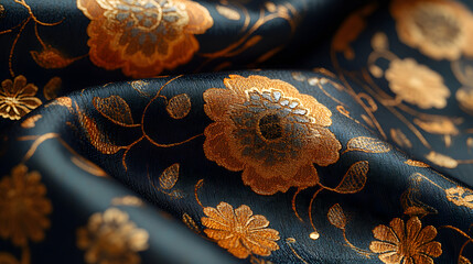 Exquisite Artistic Close-Up of Mikado Fabric Showcasing Rich Colors and Intricate Patterns