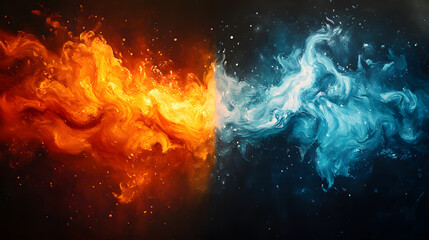 Understanding Bipolar Disorder Through Art: A Split Canvas Representation of Fiery Chaos and Serene Calm