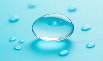 Soft gel capsule isolated on vibrant blue background , medication, pharmaceutical, health care, supplement, vitamin, pharmacy, medical,gelatin, close-up, color, macro, drug, round, oval