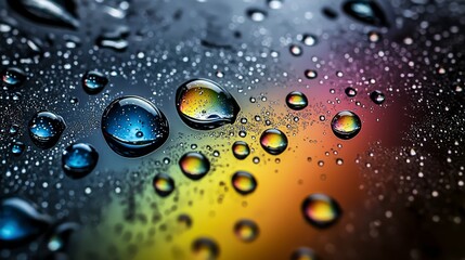 Vibrant rain reflections macro shot of water droplets nature close-up colorful artistic photography