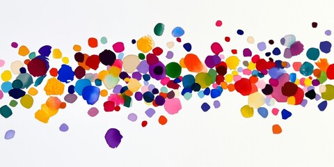 A vibrant array of colorful paint splotches on a white background, perfect for creative and artistic projects.