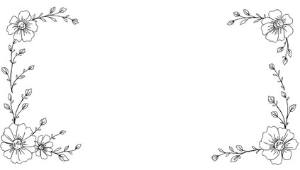 Obraz premium Elegant Floral Frame With Simple Line Art Flowers