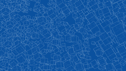 Wireframe Boxes. Sketch style