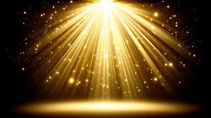 Obraz premium Golden sparkling light creating a magical holiday atmosphere, Xmas golden light background