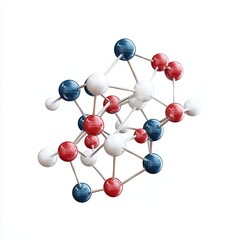 Colorful Molecular Structure with Red, White, and Blue Atoms in a Creative Arrangement