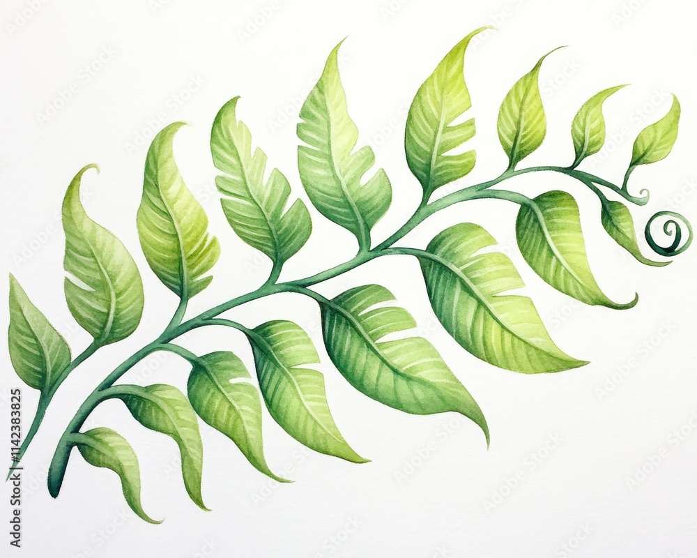 Poster a vibrant green fern leaf showcasing intricate patterns and textures, perfect for adding a natural t