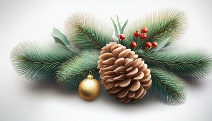 Art Christmas Tree Branch And Pine Cone And Christmas Decoration - Christmas Tree Branches With Cones.