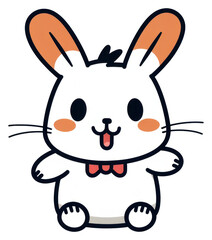 Obraz premium PNG Cute happy rabbit cartoon drawing animal.