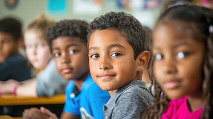 4. A diverse classroom with students of different ethnic backgrounds actively participating in a discussion.